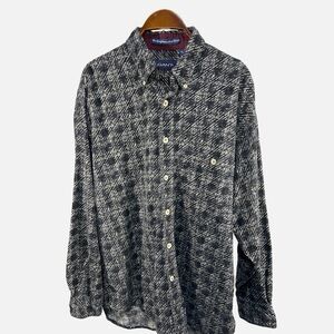 GANT Men's Dark Navy Blue White Geometric Shirt Turkish Cotton Men’s size L